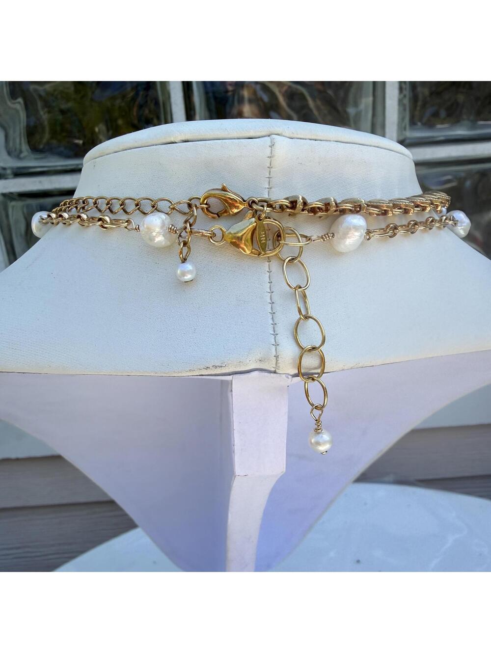 Antique Art Deco Four Photo Gold Fill Locket Necklace with Pearl Chains. - Picture 2 of 9